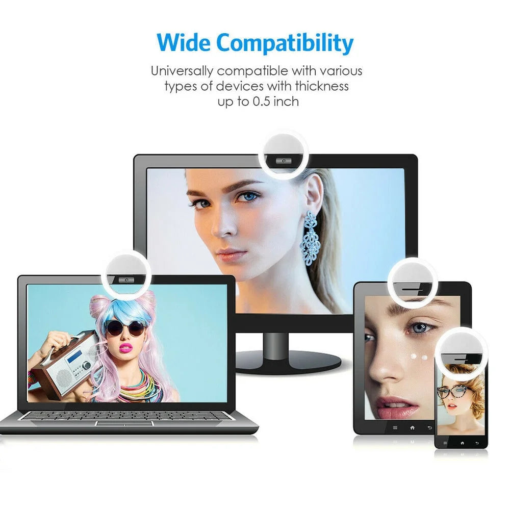 Anello LED Selfie con Ricarica USB – Luce Fill Light per Foto, Video e Live Streaming – Compatibile con tutti gli Smartphone