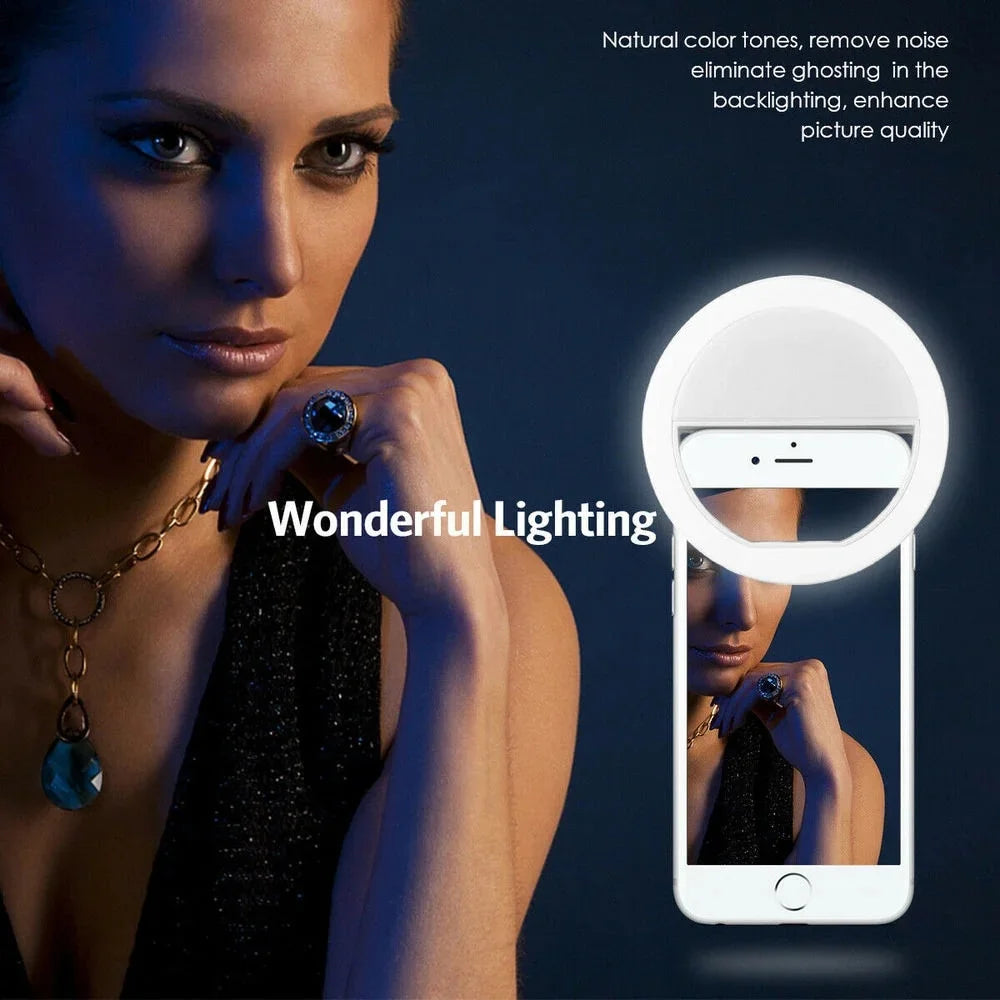 Anello LED Selfie con Ricarica USB – Luce Fill Light per Foto, Video e Live Streaming – Compatibile con tutti gli Smartphone