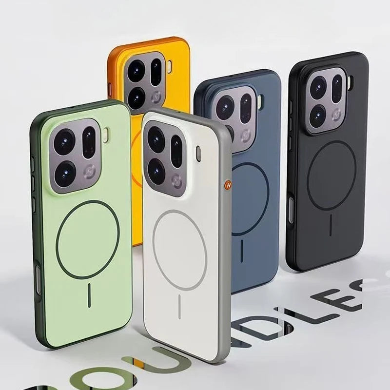 Cover Magnetica Bicolore Opaca per OPPO Find X9 e X9 Pro – PC + TPU con Tasto in Metallo