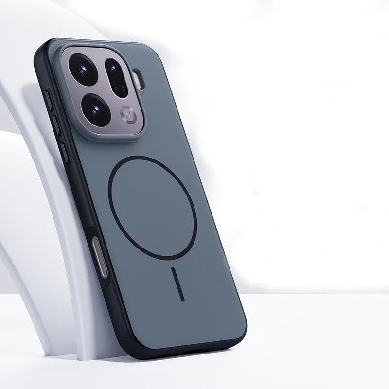 Cover Magnetica Bicolore Opaca per OPPO Find X9 e X9 Pro – PC + TPU con Tasto in Metallo
