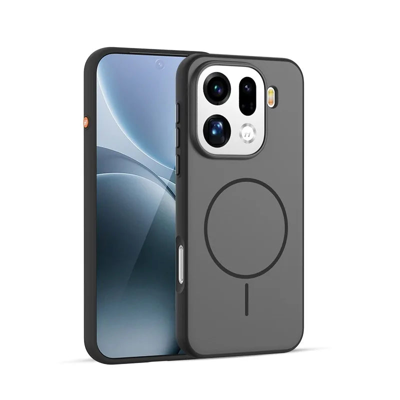 Cover Magnetica Bicolore Opaca per OPPO Find X9 e X9 Pro – PC + TPU con Tasto in Metallo