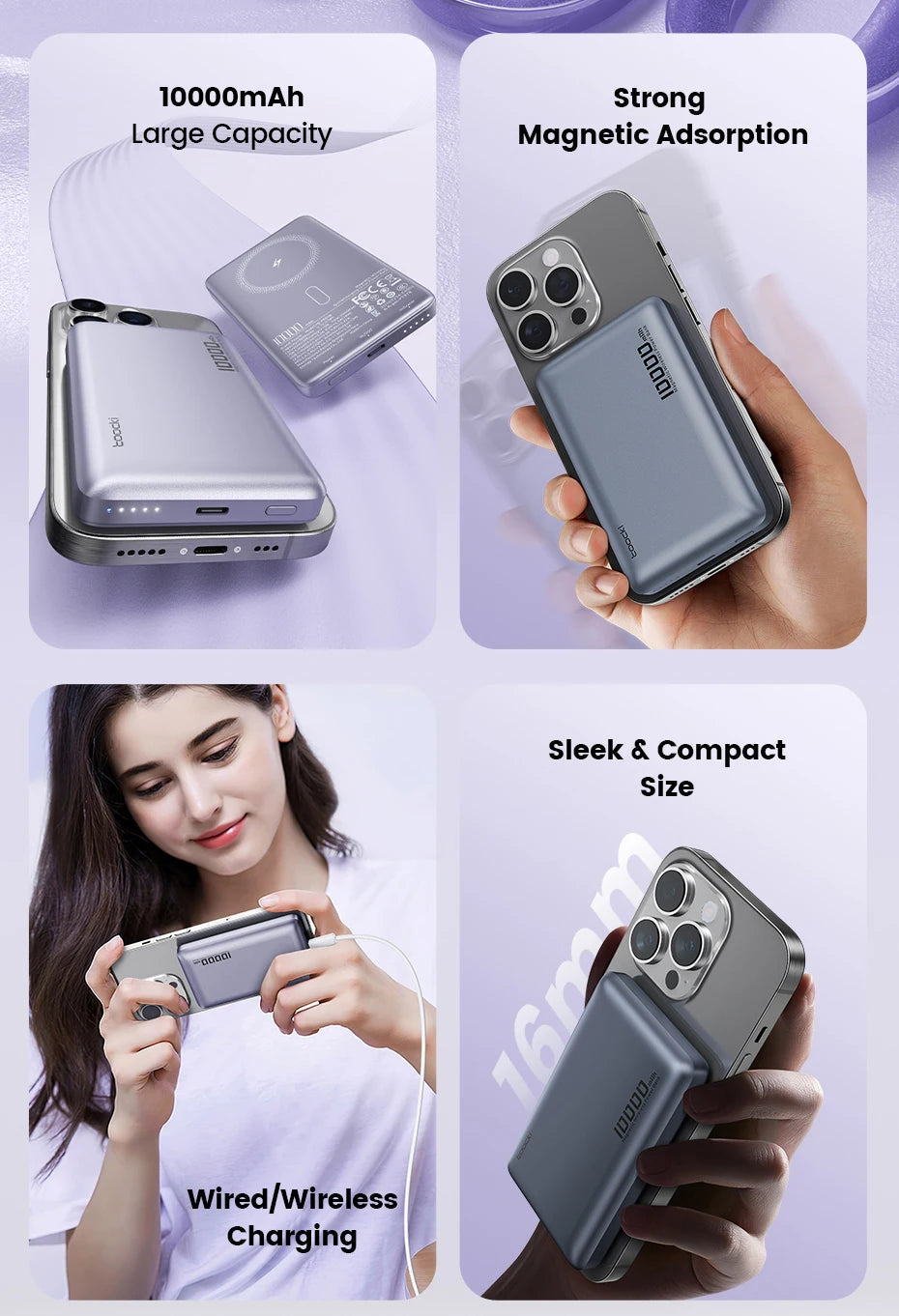 Power Bank Magnetico Toocki 5000/10000mAh – Ricarica Wireless 15W MagSafe + PD 20W | iPhone 13-17