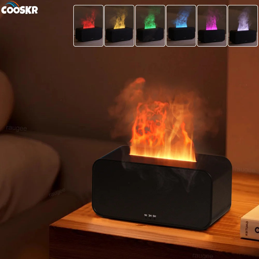 Diffusore Fiamma LED con Umidificatore e Oli Essenziali – 7 Colori
