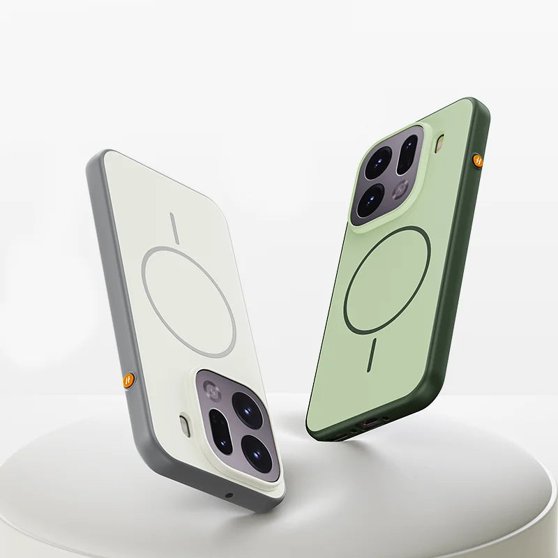 Cover Magnetica Bicolore Opaca per OPPO Find X9 e X9 Pro – PC + TPU con Tasto in Metallo