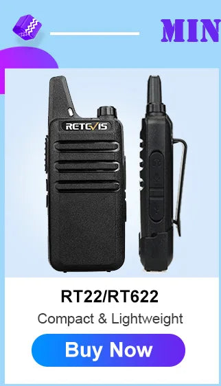 Retevis RT622 Mini Walkie Talkie – Set da 4 Pz PMR446/FRS Radio Portatile per Hotel, Ristorante, Campeggio