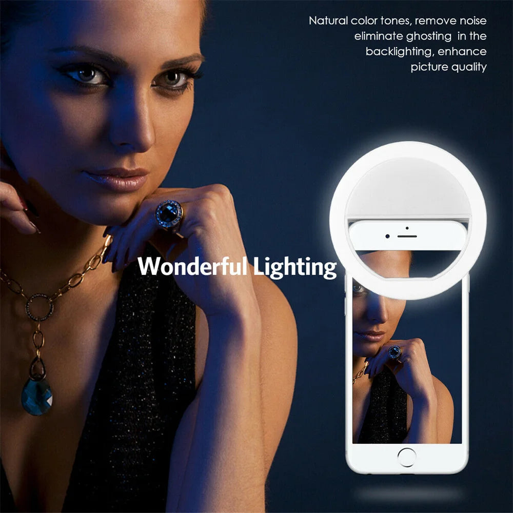 Anello LED Selfie con Ricarica USB – Luce Fill Light per Foto, Video e Live Streaming – Compatibile con tutti gli Smartphone