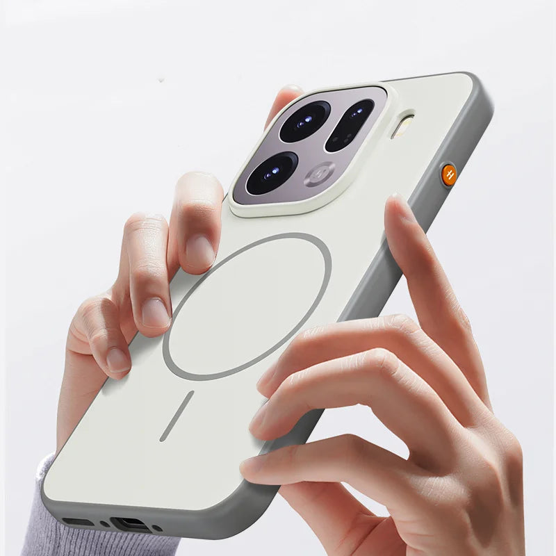 Cover Magnetica Bicolore Opaca per OPPO Find X9 e X9 Pro – PC + TPU con Tasto in Metallo