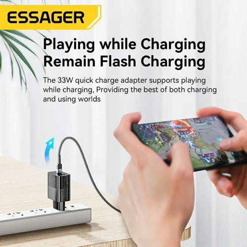 Caricatore USB-C GaN 33W Essager – Ricarica Rapida PD per iPhone 14 13 12 11 Pro Max, iPad, Xiaomi, Samsung