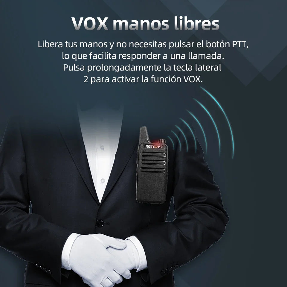 Retevis RT622 Mini Walkie Talkie – Set da 4 Pz PMR446/FRS Radio Portatile per Hotel, Ristorante, Campeggio