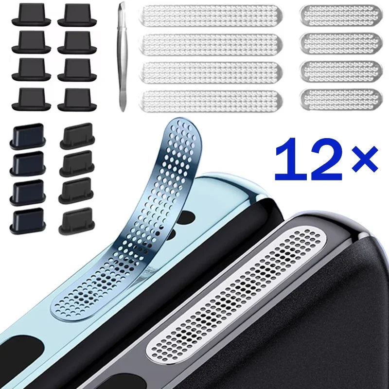 Rete Antipolvere Adesiva in Metallo per Smartphone – Protezione Altoparlante e Porta di Ricarica – Set da 1 a 12 Pz
