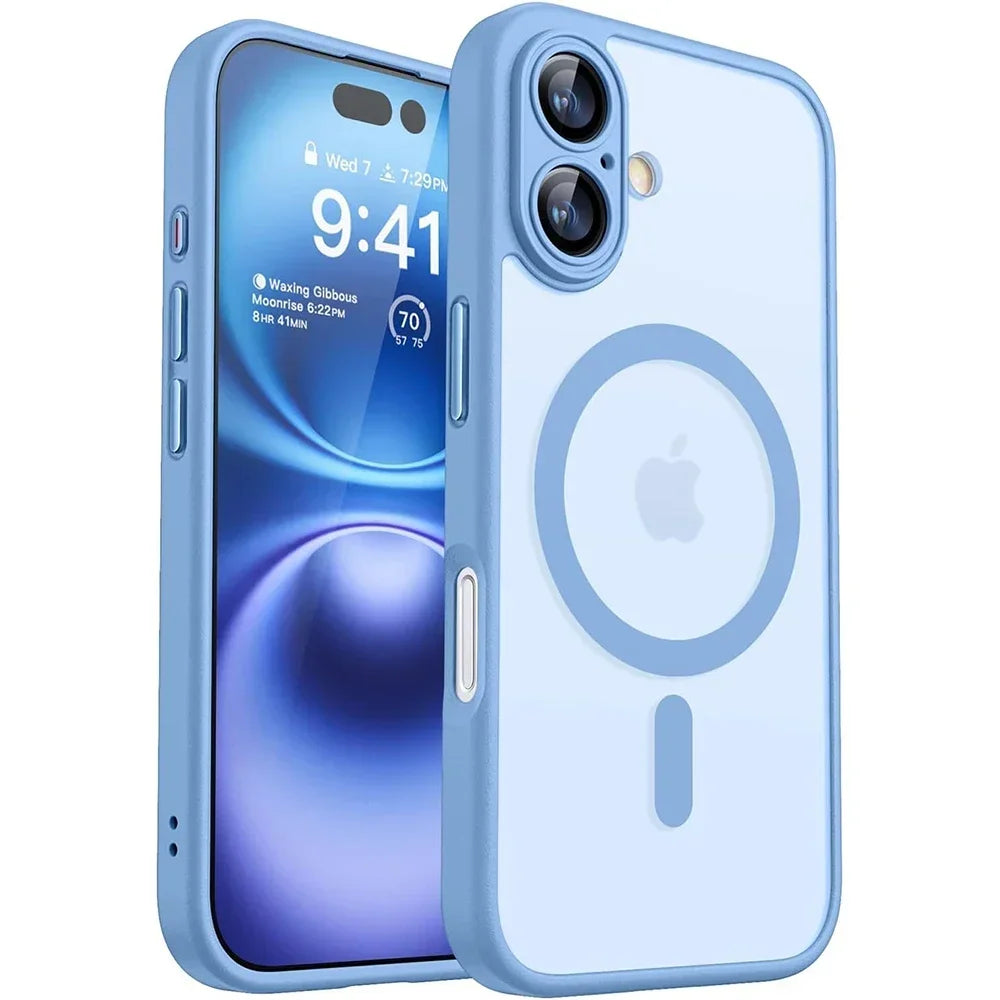 Cover Magnetica Opaca Antiurto per iPhone 17 16 15 14 13 12 11 Pro Max Plus – Compatibile MagSafe
