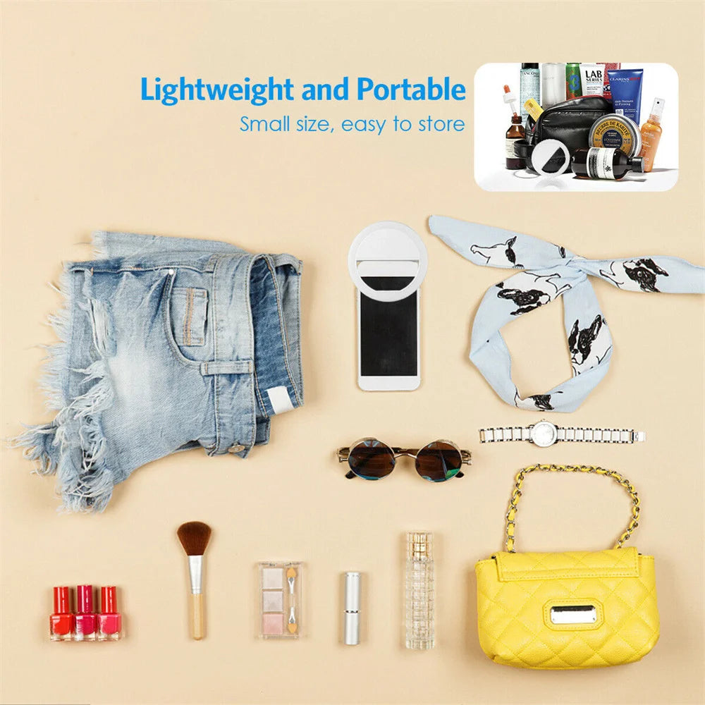 Anello LED Selfie con Ricarica USB – Luce Fill Light per Foto, Video e Live Streaming – Compatibile con tutti gli Smartphone