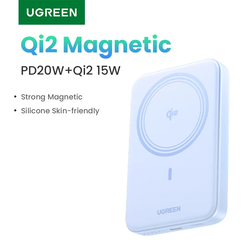 UGREEN Power Bank Magnetico 10000mAh Qi2 – Ricarica Wireless 15W + Cablata 30W/20W per iPhone 17 16 15 Pro Max
