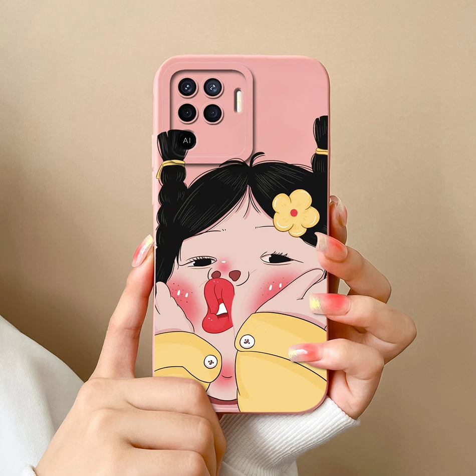 Cover in Silicone Liquido per OPPO Reno 5 / 5F / 5 Lite / 5Z / 5K – Design Carino, Protezione Totale