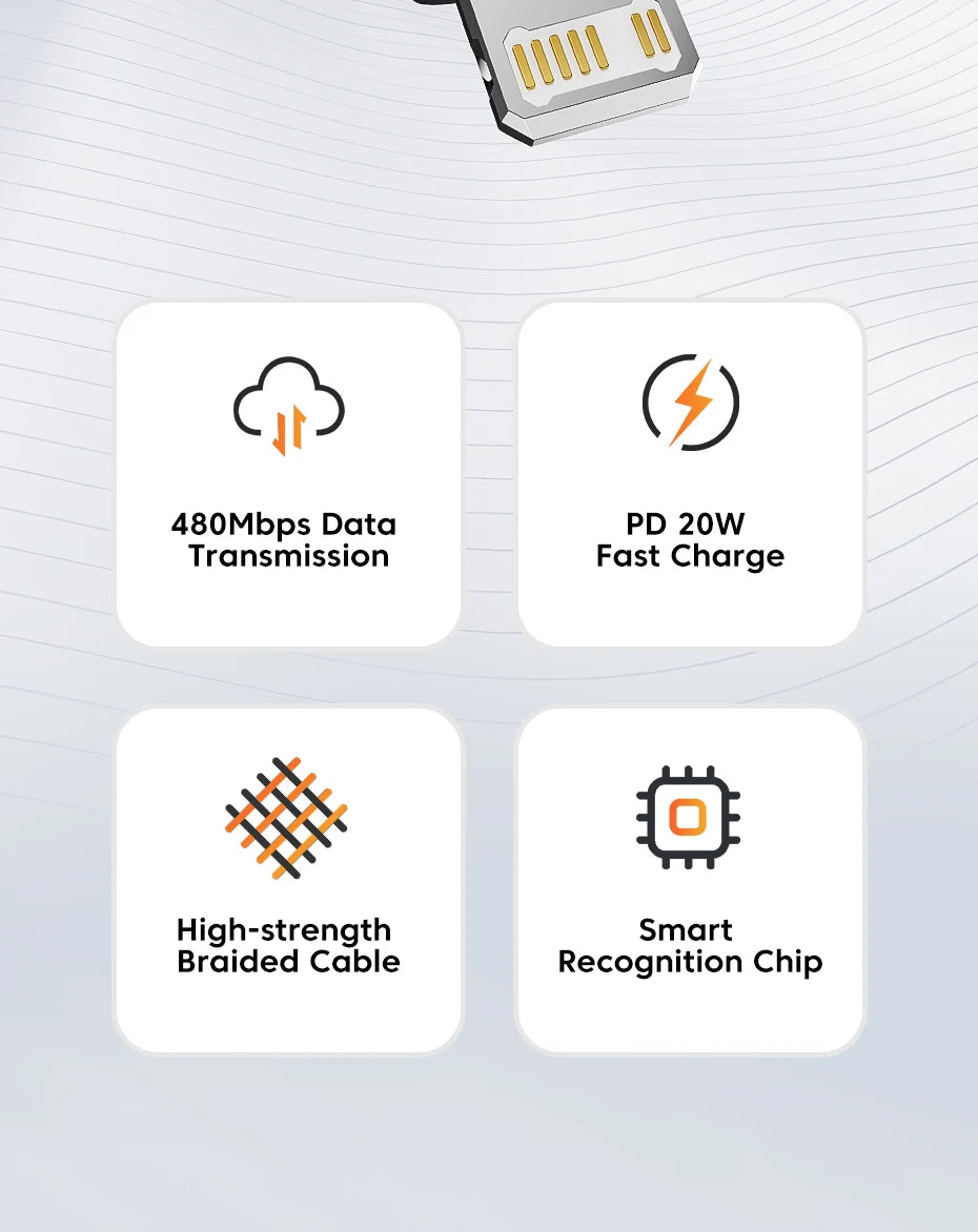 Cavo Toocki USB-C a Lightning PD 20W per iPhone 15 14 13 12 11 Pro XS 8 – Ricarica Rapida e Trasferimento Dati
