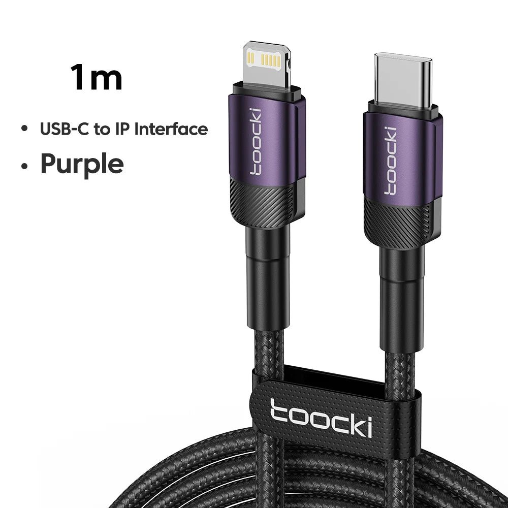 Cavo Toocki USB-C a Lightning PD 20W per iPhone 15 14 13 12 11 Pro XS 8 – Ricarica Rapida e Trasferimento Dati