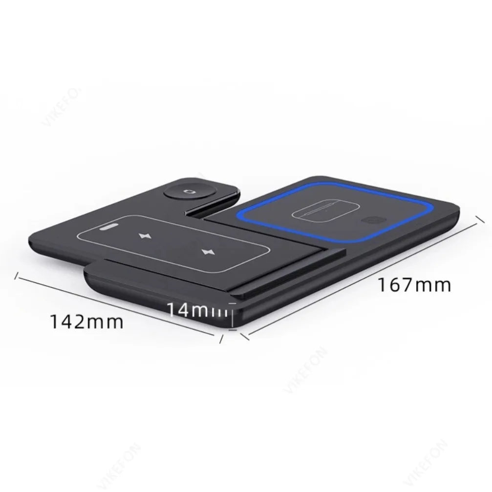 Stazione di Ricarica Wireless 3 in 1 Pieghevole – 15W | iPhone 17-12 + Apple Watch + AirPods