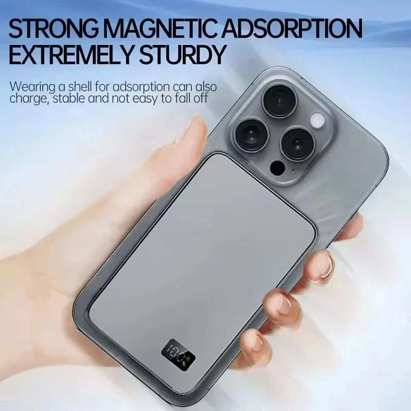 Power Bank Magnetico MagSafe Ultra Slim con Display LED – Ricarica Rapida 120W – iPhone 12 / 13 / 14 / 15 / 16 e Android
