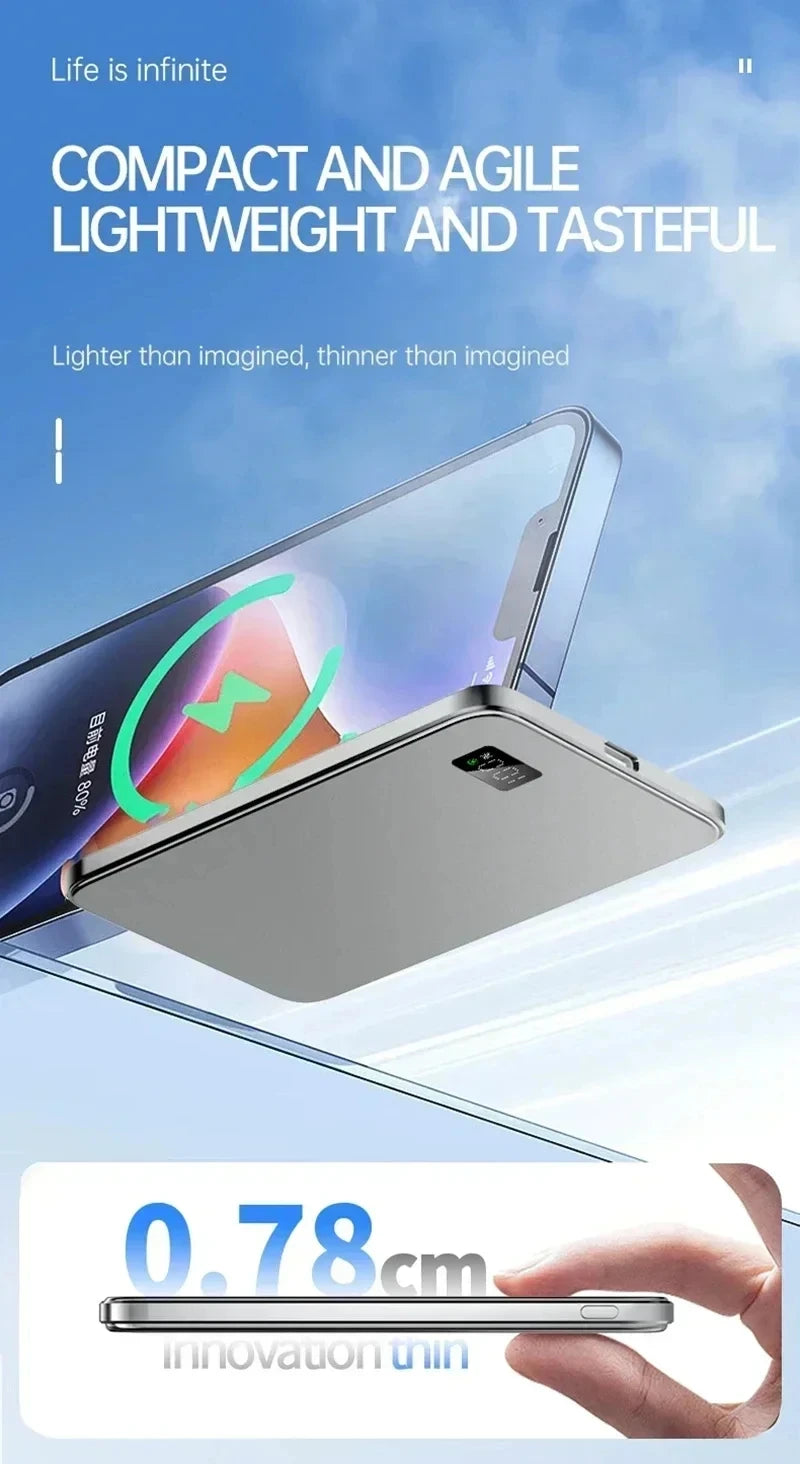 Power Bank Magnetico MagSafe Ultra Slim con Display LED – Ricarica Rapida 120W – iPhone 12 / 13 / 14 / 15 / 16 e Android