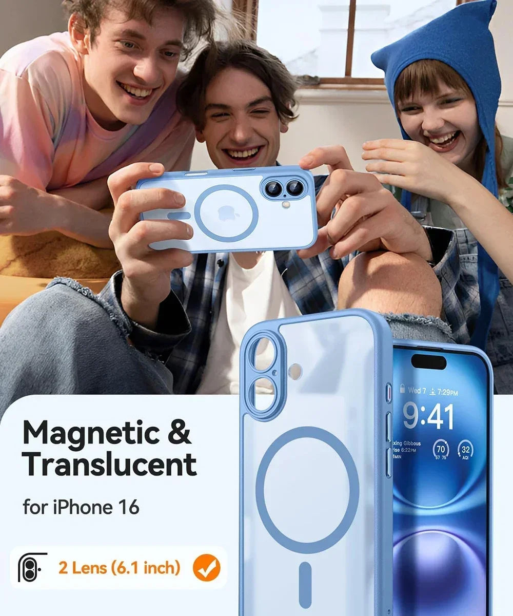 Cover Magnetica Opaca Antiurto per iPhone 17 16 15 14 13 12 11 Pro Max Plus – Compatibile MagSafe