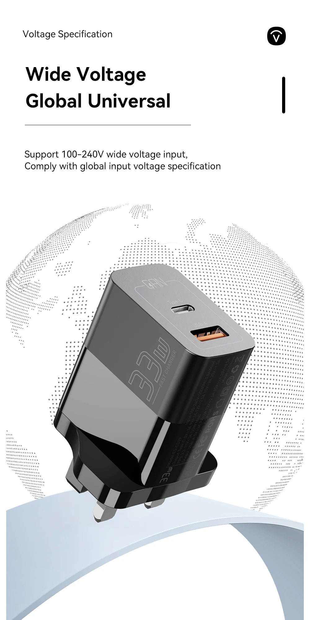 Caricatore USB-C GaN 33W Essager – Ricarica Rapida PD per iPhone 14 13 12 11 Pro Max, iPad, Xiaomi, Samsung