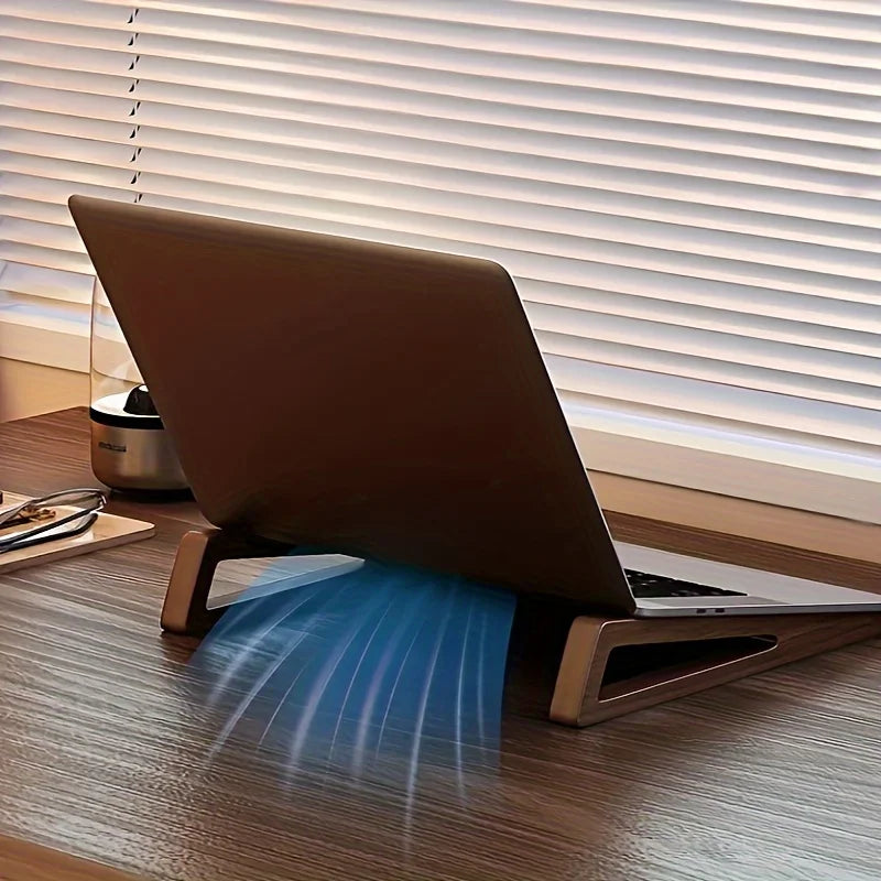 Supporto Laptop Pieghevole in Legno – Angolo Regolabile 12° | Design Triangolare | Set da 2 Pezzi