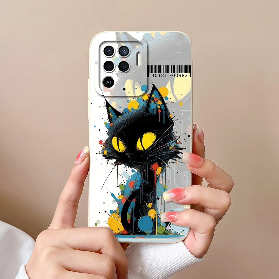 Cover in Silicone Liquido per OPPO Reno 5 / 5F / 5 Lite / 5Z / 5K – Design Carino, Protezione Totale