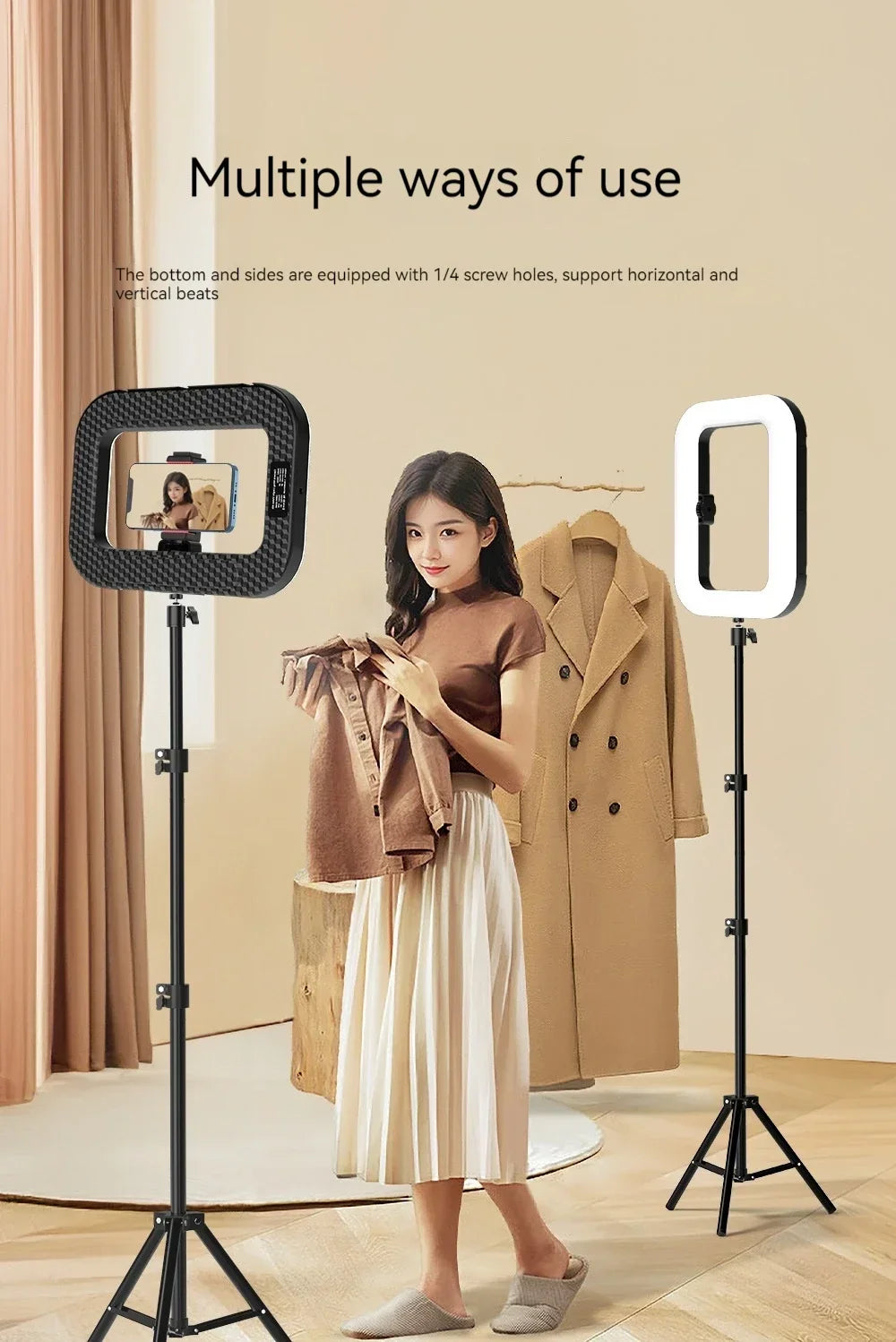 Ring Light LED Portatile Ricaricabile 240 LED – Luce Fill Light per Selfie, Live Streaming e Fotografia con Supporto Smartphone