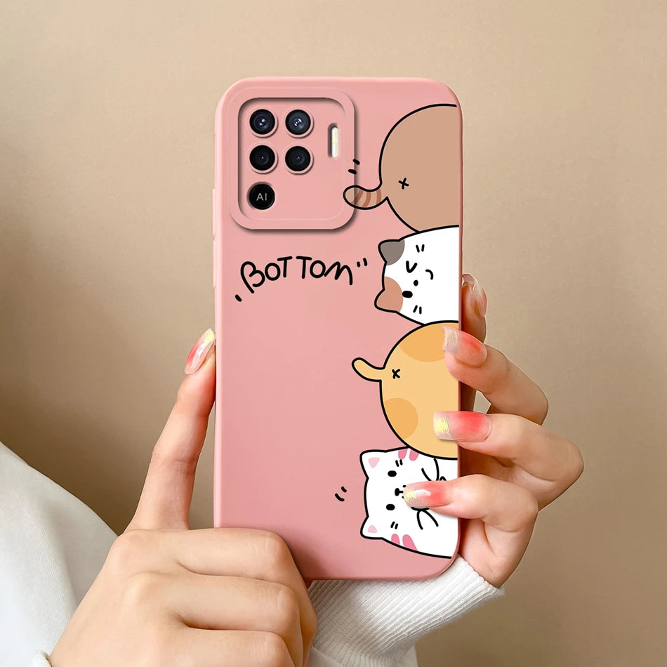 Cover in Silicone Liquido per OPPO Reno 5 / 5F / 5 Lite / 5Z / 5K – Design Carino, Protezione Totale