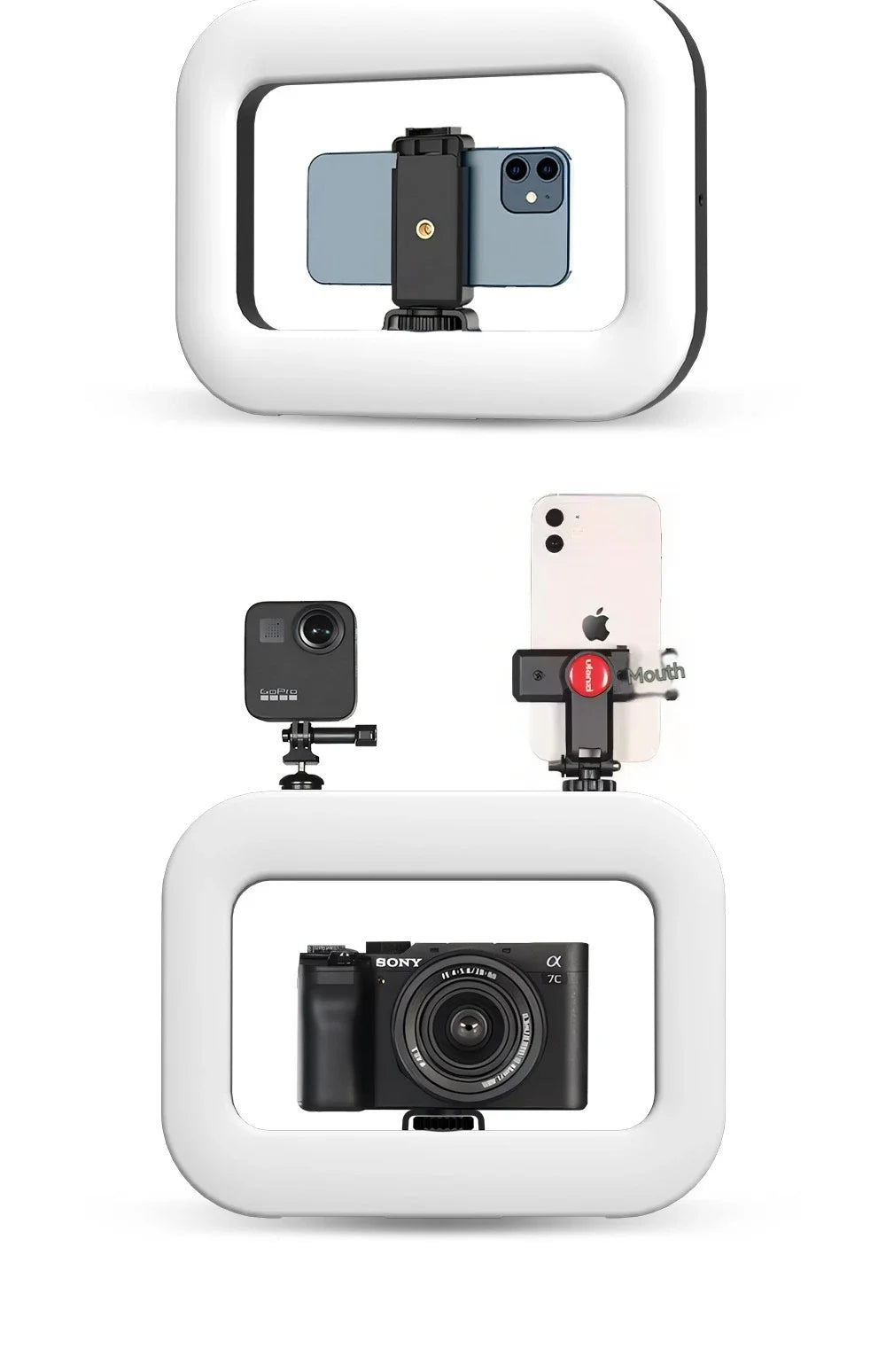 Ring Light LED Portatile Ricaricabile 240 LED – Luce Fill Light per Selfie, Live Streaming e Fotografia con Supporto Smartphone