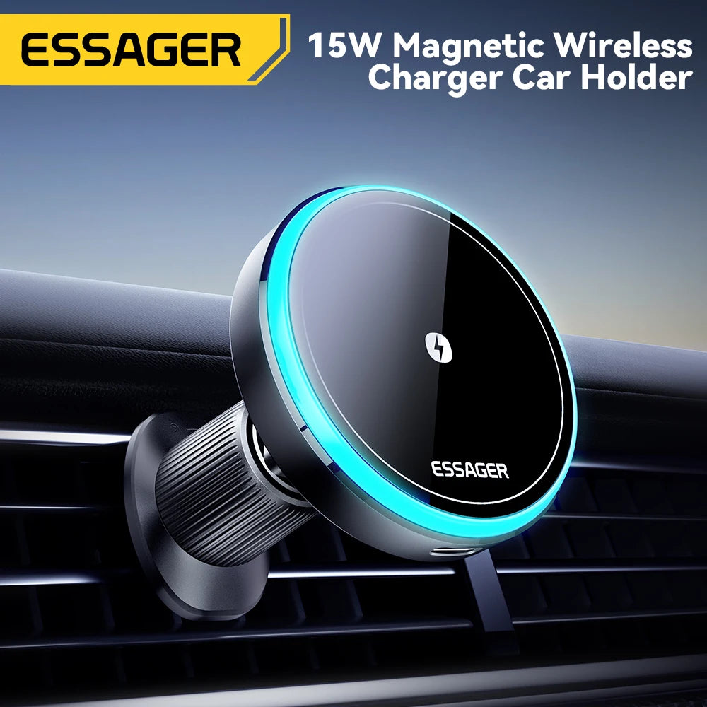 Supporto Auto Magnetico MagSafe 15W con Carica Wireless – Per iPhone 17 16 15 14 | Luce LED