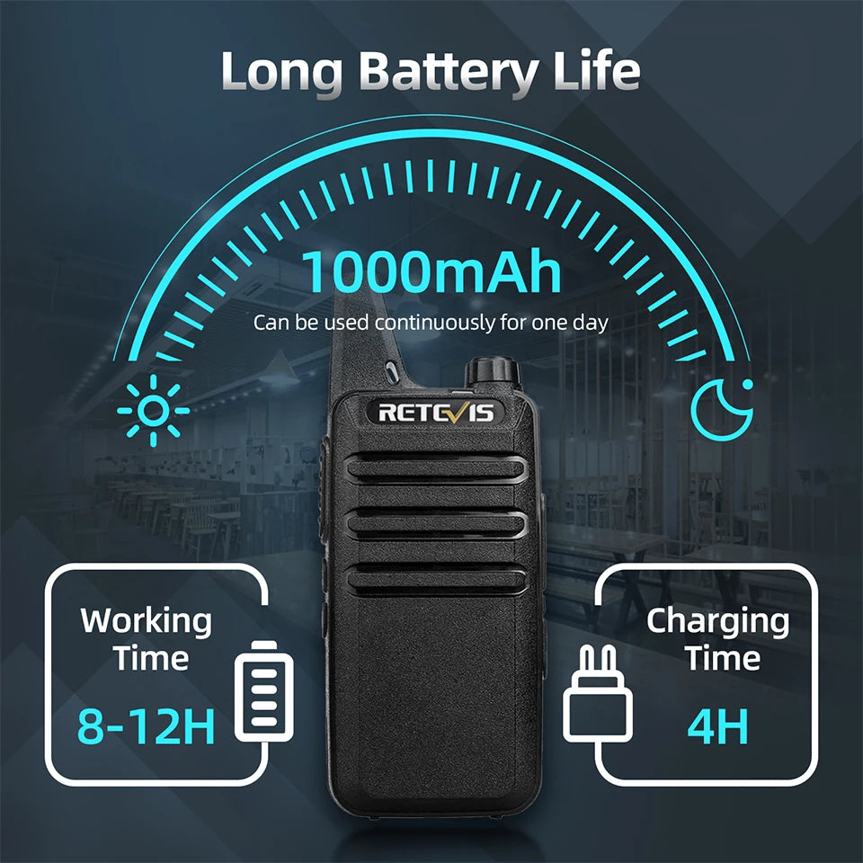 Retevis RT622 Mini Walkie Talkie – Set da 4 Pz PMR446/FRS Radio Portatile per Hotel, Ristorante, Campeggio