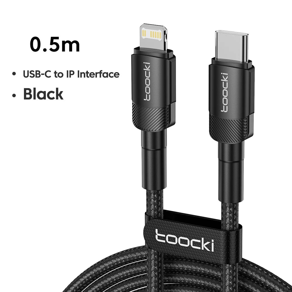 Cavo Toocki USB-C a Lightning PD 20W per iPhone 15 14 13 12 11 Pro XS 8 – Ricarica Rapida e Trasferimento Dati