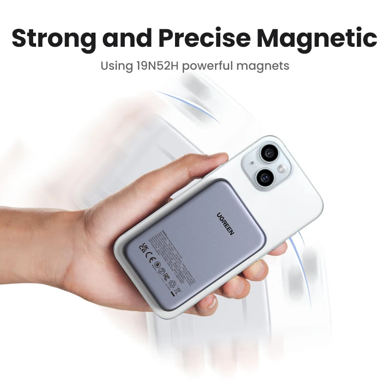 UGREEN Power Bank Magnetico 10000mAh Qi2 – Ricarica Wireless 15W + Cablata 30W/20W per iPhone 17 16 15 Pro Max