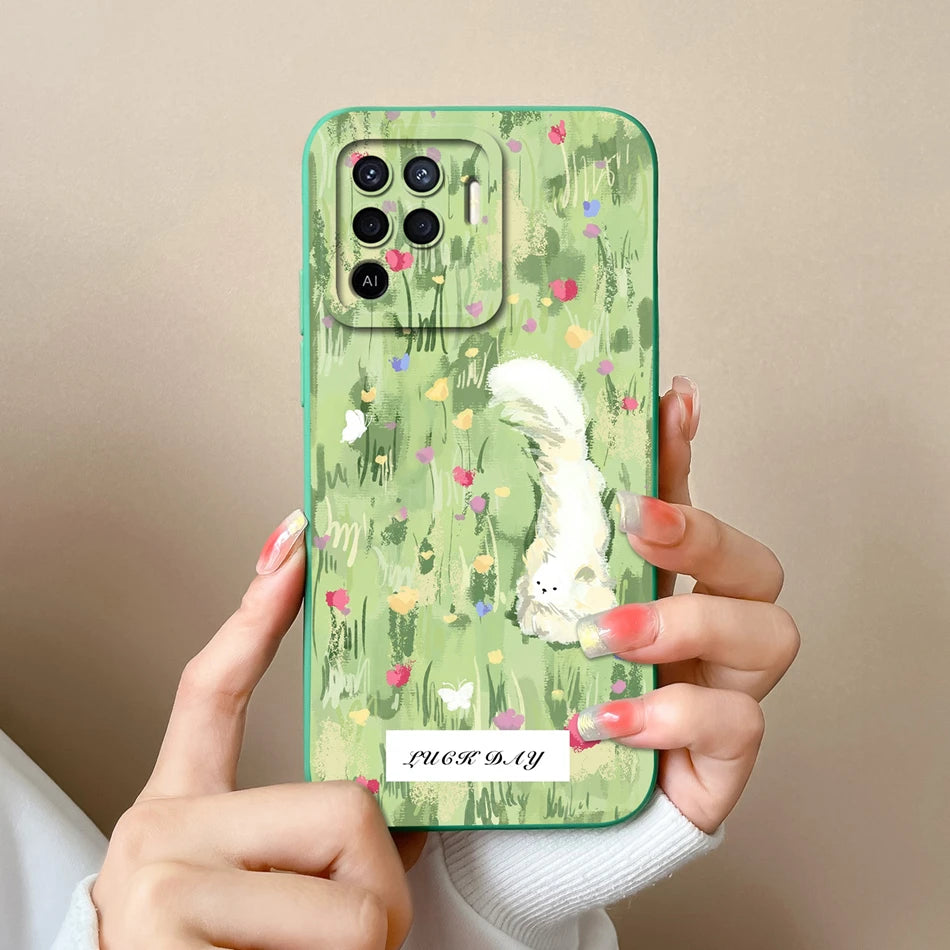 Cover in Silicone Liquido per OPPO Reno 5 / 5F / 5 Lite / 5Z / 5K – Design Carino, Protezione Totale