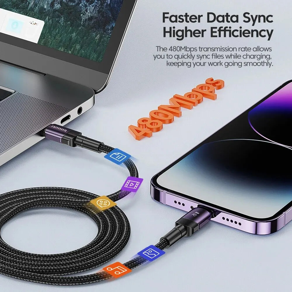 Cavo Toocki USB-C a Lightning PD 20W per iPhone 15 14 13 12 11 Pro XS 8 – Ricarica Rapida e Trasferimento Dati