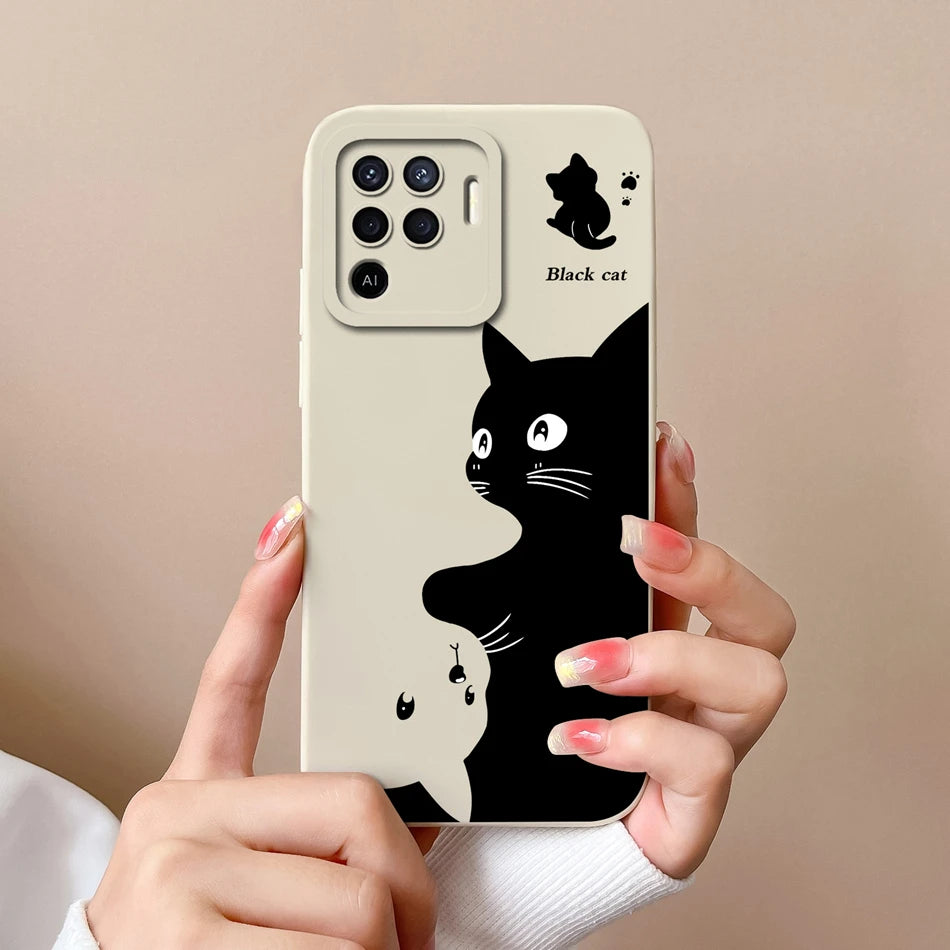 Cover in Silicone Liquido per OPPO Reno 5 / 5F / 5 Lite / 5Z / 5K – Design Carino, Protezione Totale