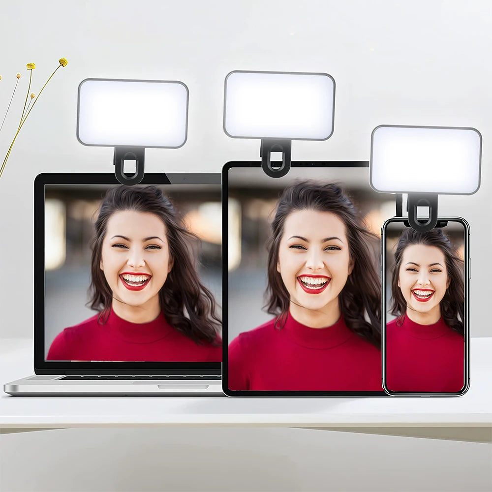 Mini Luce Fill Light LED Ricaricabile – 3 Modalità di Luminosità – Selfie, Fotografia e Videoconferenza per Smartphone e PC