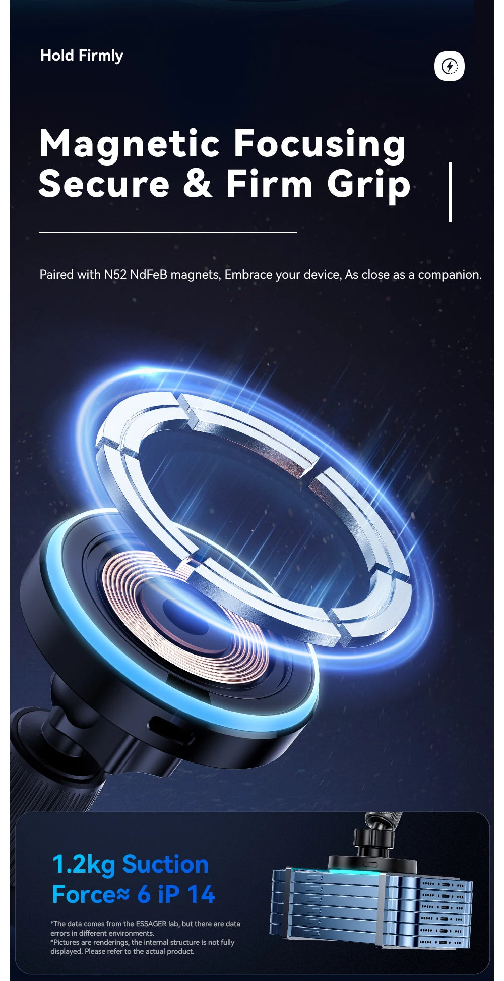 Supporto Auto Magnetico MagSafe 15W con Carica Wireless – Per iPhone 17 16 15 14 | Luce LED