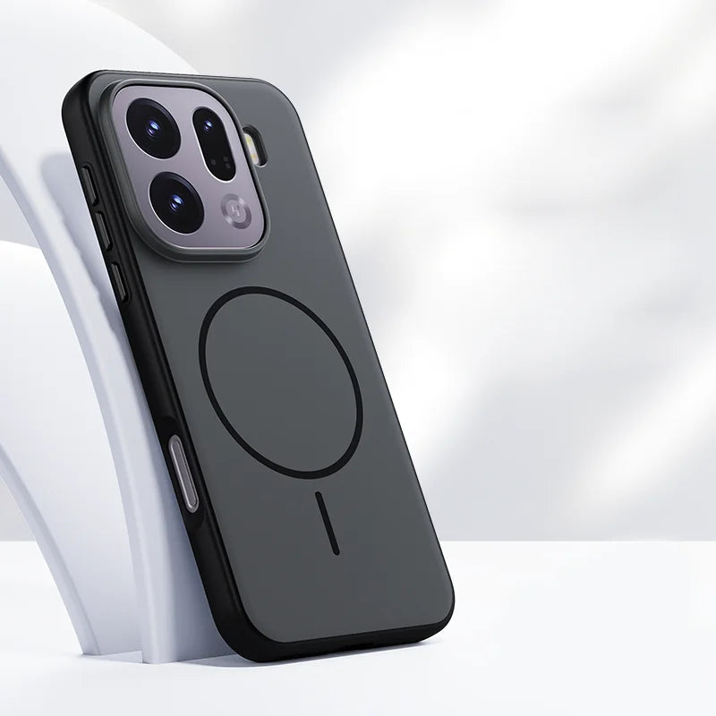 Cover Magnetica Bicolore Opaca per OPPO Find X9 e X9 Pro – PC + TPU con Tasto in Metallo