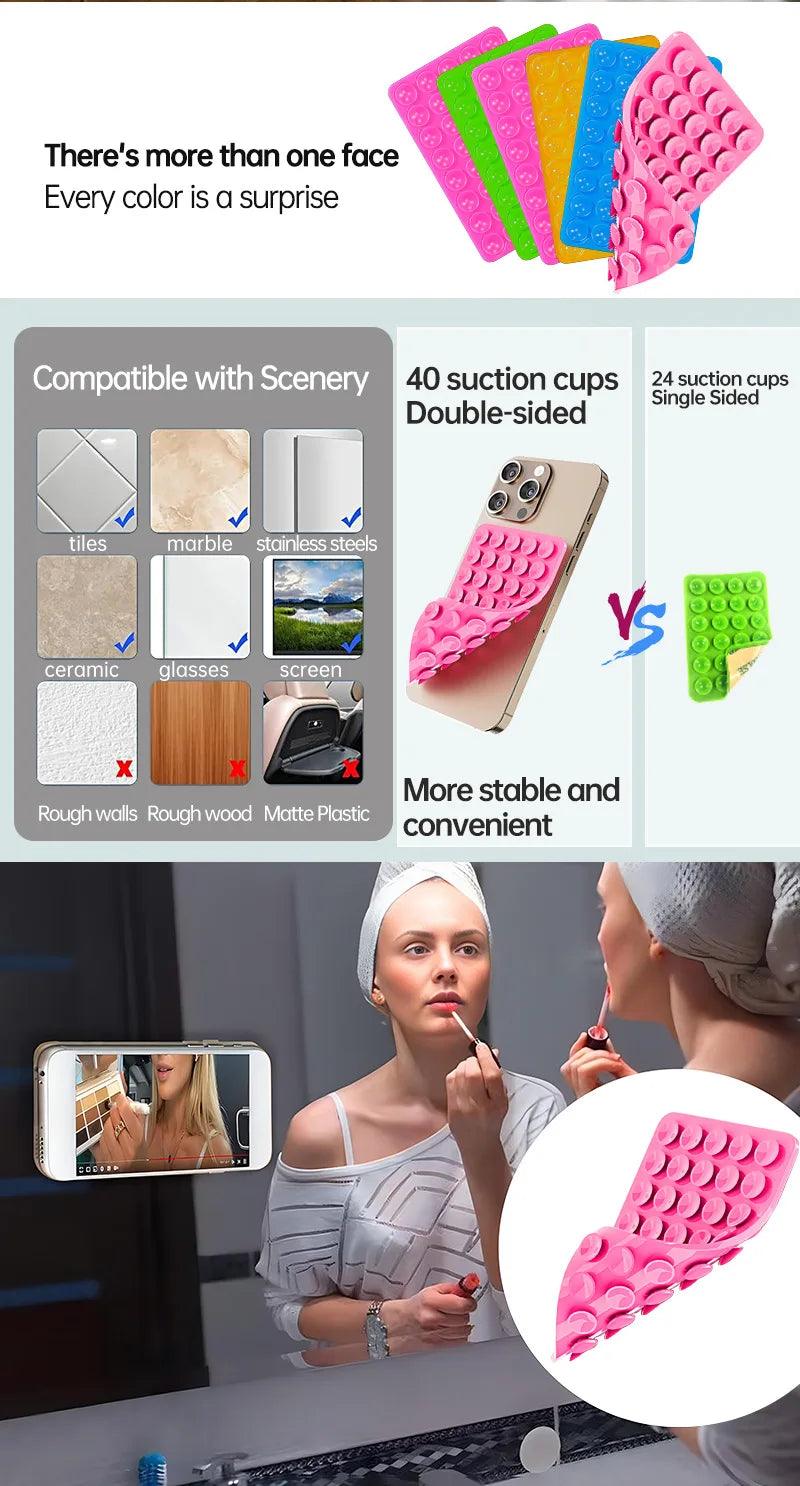 Supporto Adesivo in Silicone a Ventosa per Smartphone – Selfie, Video e Parete | 1 o 3 Pezzi