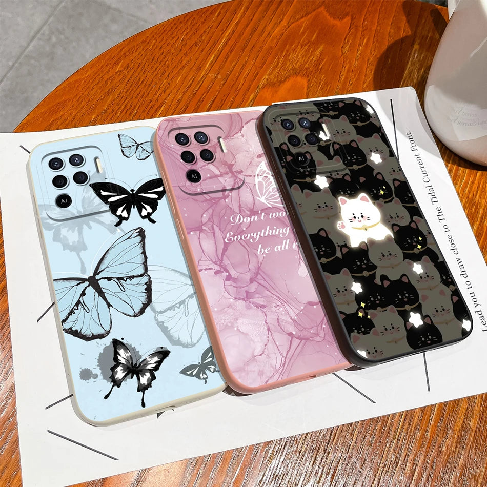 Cover in Silicone Liquido per OPPO Reno 5 / 5F / 5 Lite / 5Z / 5K – Design Carino, Protezione Totale