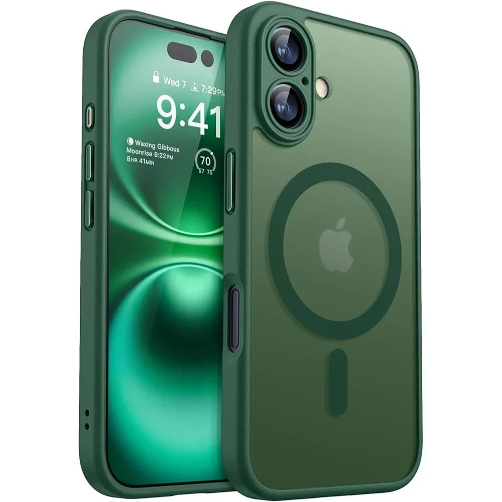 Cover Magnetica Opaca Antiurto per iPhone 17 16 15 14 13 12 11 Pro Max Plus – Compatibile MagSafe