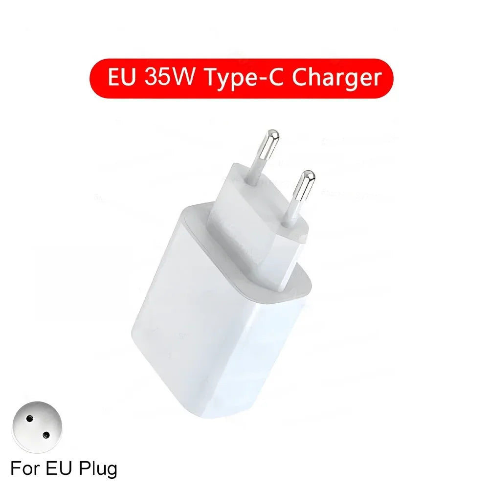 Caricatore USB-C PD 35W Ricarica Rapida per iPhone 15 14 13 12 11 Pro Max – Kit 2in1 con Cavo