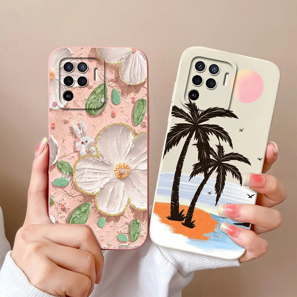 Cover in Silicone Liquido per OPPO Reno 5 / 5F / 5 Lite / 5Z / 5K – Design Carino, Protezione Totale