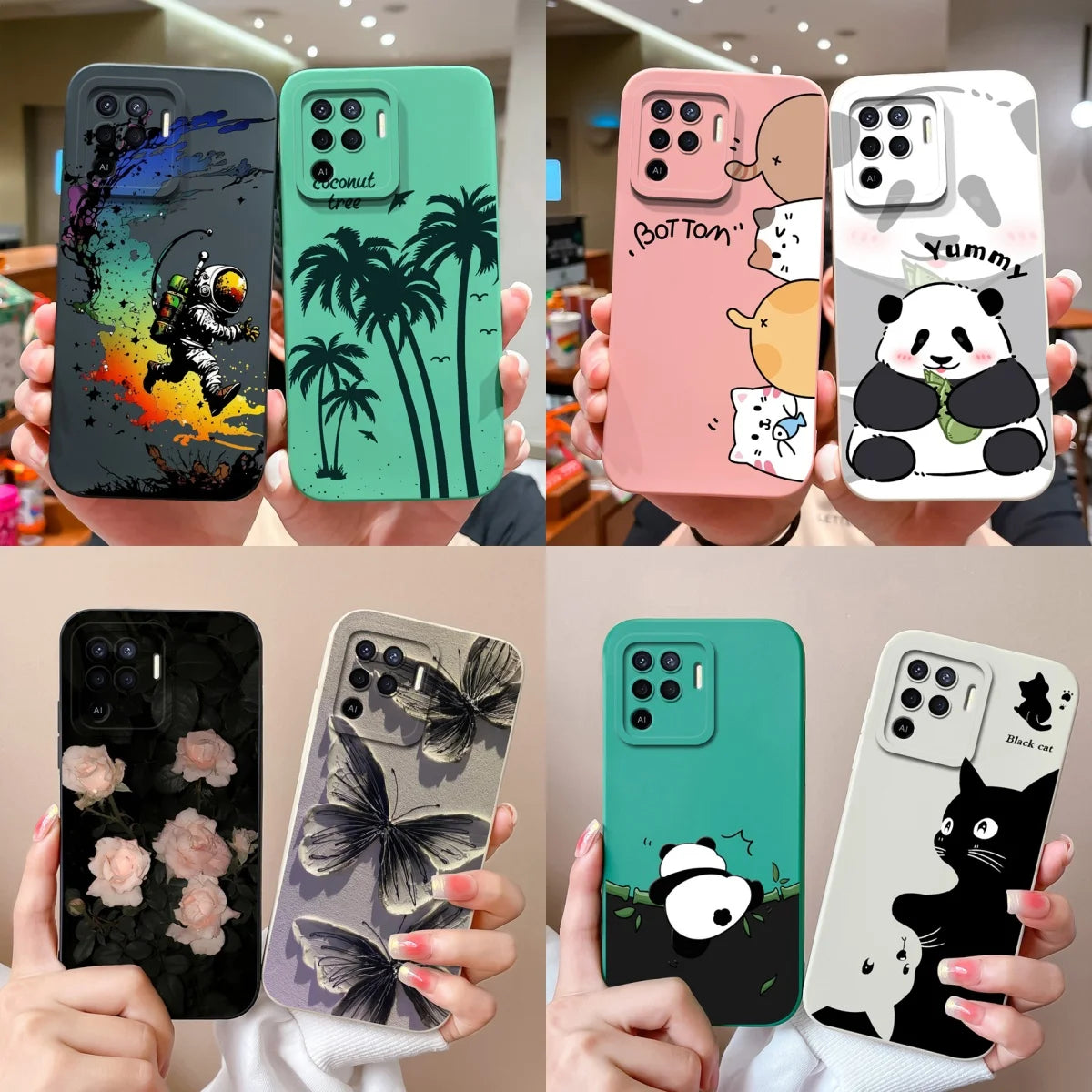 Cover in Silicone Liquido per OPPO Reno 5 / 5F / 5 Lite / 5Z / 5K – Design Carino, Protezione Totale