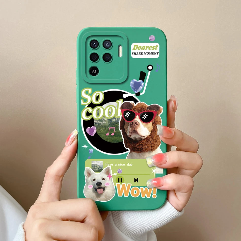 Cover in Silicone Liquido per OPPO Reno 5 / 5F / 5 Lite / 5Z / 5K – Design Carino, Protezione Totale