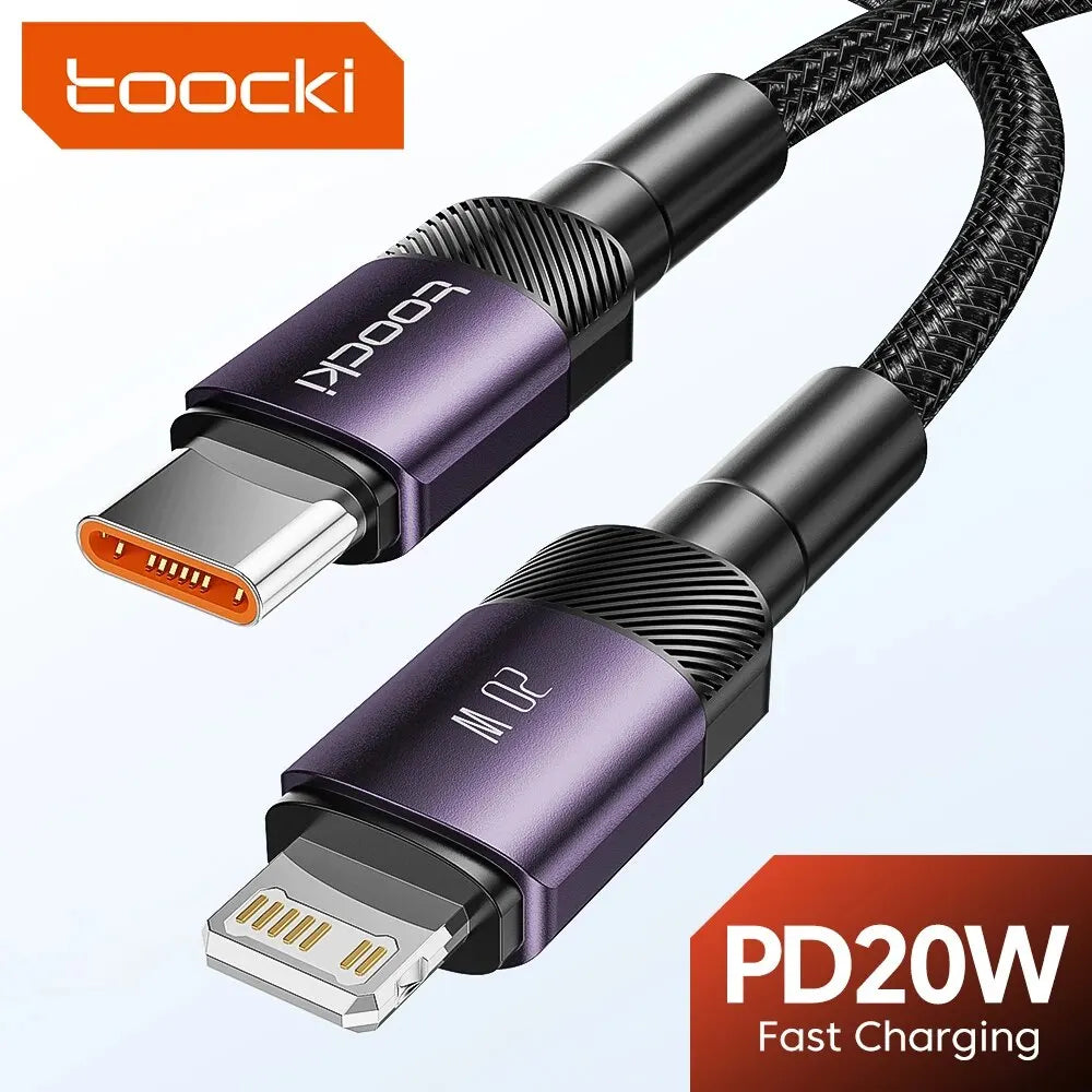 Cavo Toocki USB-C a Lightning PD 20W per iPhone 15 14 13 12 11 Pro XS 8 – Ricarica Rapida e Trasferimento Dati