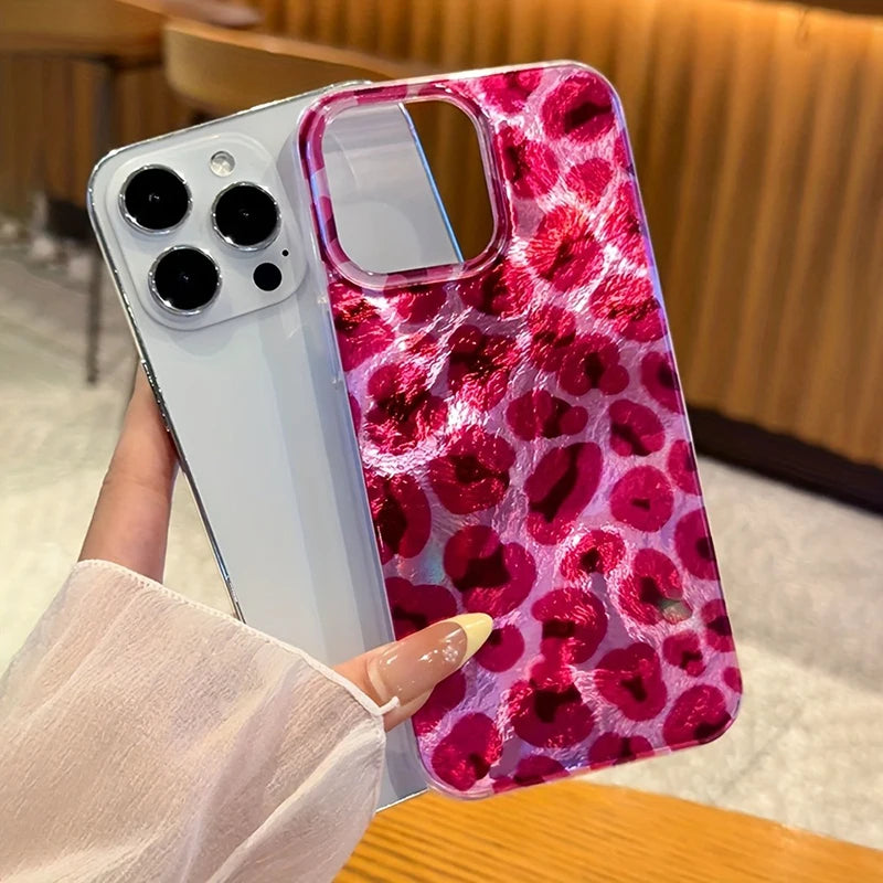 Cover iPhone Stampa Leopardo Rosa – Silicone Traforato Vortex | iPhone 7-17 Pro Max