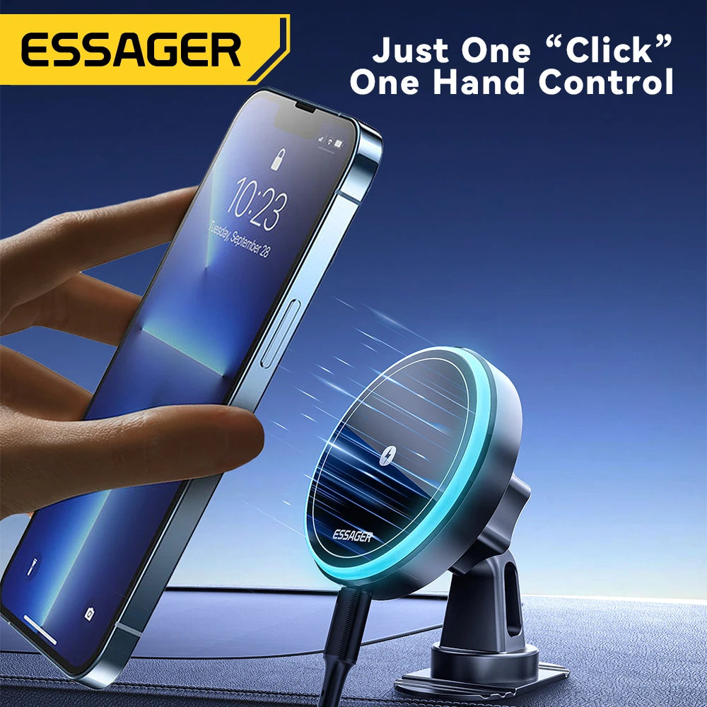Supporto Auto Magnetico MagSafe 15W con Carica Wireless – Per iPhone 17 16 15 14 | Luce LED
